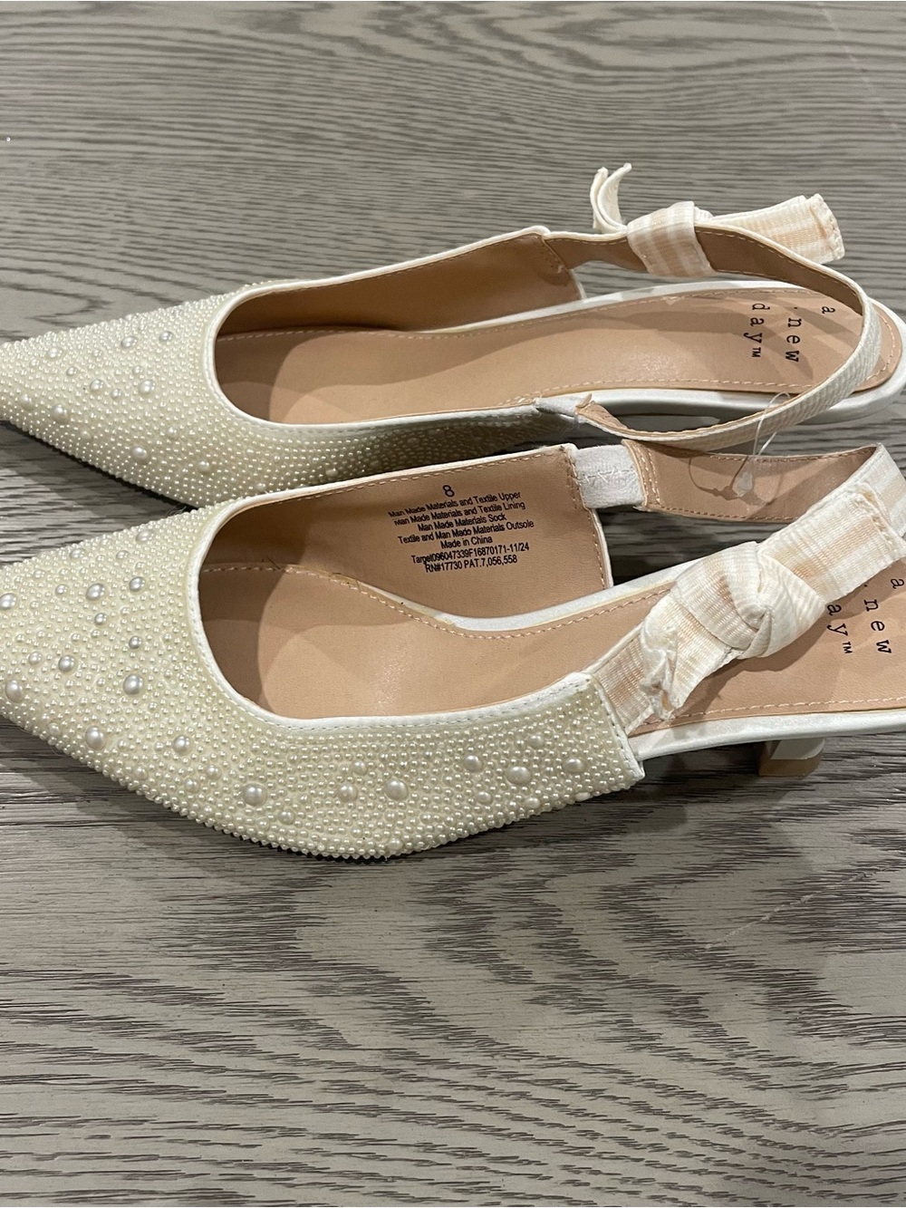 Target Ivory Pearl-Embellished Pointed Slingback Flats